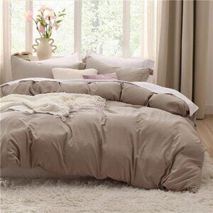 Boho Duvet Cover Set Queen Size Taupe, 3 Pieces Cream Khaki